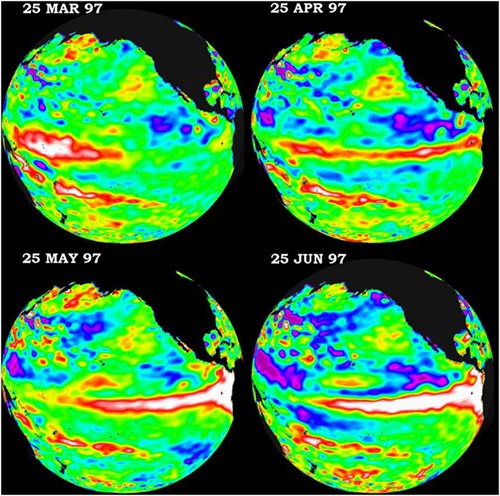 Sea Surface Height Anomalies 1993 - 2011, from NASA